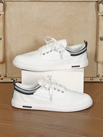 1pair Men's Sports Shoes, White Casual Sneakers For Outdoor Activities