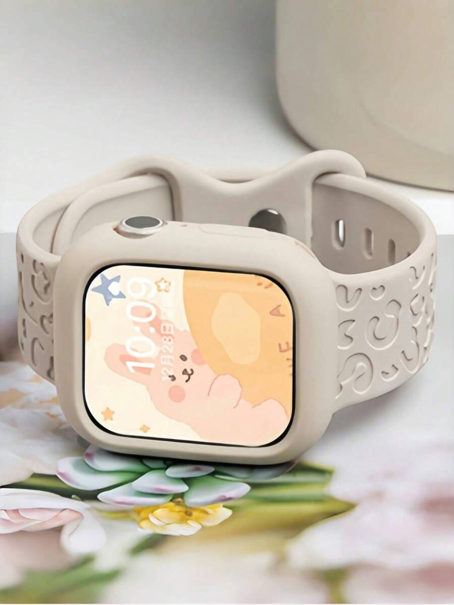 2 件套：1 件豹纹硅胶表带 + 1 件硅胶保护壳，适用于 Apple Watch