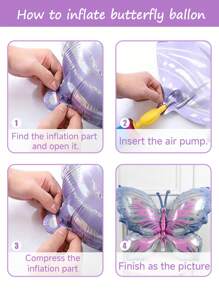 3/4/6 piezas Globos con forma de mariposa de color púrpura y rosa, globos de poliéster con forma de mariposa para fiestas con tema de mariposas, bodas, cumpleaños, celebraciones, decoración, Navidad - Multicolor - Ver 3