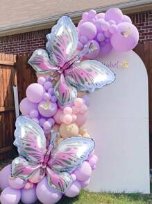 3/4/6 piezas Globos con forma de mariposa de color púrpura y rosa, globos de poliéster con forma de mariposa para fiestas con tema de mariposas, bodas, cumpleaños, celebraciones, decoración, Navidad - Multicolor - Ver 5