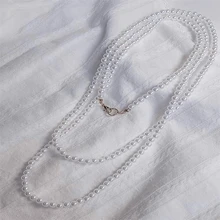1pc Vintage Simple Elegant Faux Pearl Necklace Long Sweater Chain