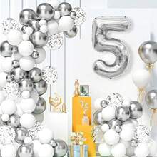40 Inch Silver Number Balloon , Large Number Foil Balloons Mylar For Birthday Party Celebration Decorations Supplies, Digital Balloons For Wedding Anniversary Events Decorations,Christmas