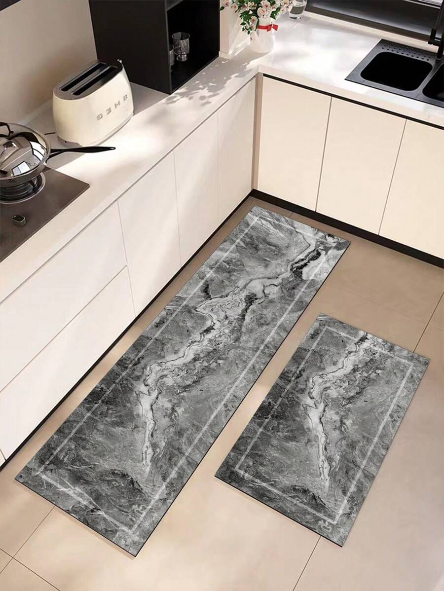 A Piece Of Silica Gel Kitchen Mat Featuring Gradient Pattern And High-End Texture, Offering Cushioning And Fatigue Relief While In A Luxurious And Fashionable Style, Can Be Used As A Water Absorbing, Quick-Drying And Skid-Resistant Mat Or Carpet For Kitchen, Bathroom, Entrance Hall, Laundry, Etc. ,Room Decor