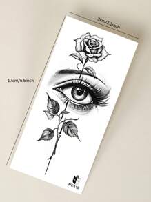 STARTTOOS 1 pieza Tatuaje temporal pequeño de diseño de rosa de ojo negro para brazo, pecho, abdomen, espalda, columna vertebral, estilo boceto - Negro - Ver 7