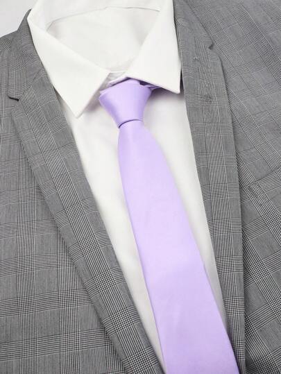 1pc Solid Color Men's Polyester Tie, 6cm Slim And Soft Texture, Suitable For Daily Work, Wedding, Dinner Party Casual,SchoolMen Necktie