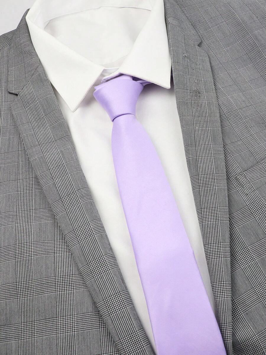 1 pieza Corbata de poliéster de unicolor para hombres, de 6 cm de ancho, de textura suave y delgada, adecuada para el trabajo diario, bodas, cenas informales y la escuela