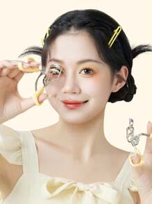 Amortals Winged Curler Eyelash Curler, Long Lasting Hold, Wide Angle, Sunflower Design, Suitable For Beginners,Makeup,Cheap,Room Decor,Vanity,Travel,Bedroom,Makeup Accessories,Eyelash Curler