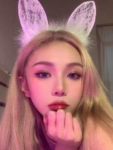 1pc Cute Lace Headband Female Rabbit Ears Cos Hair Accessories Halloween - Multicolor - View 3