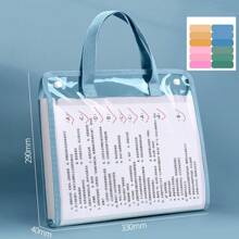 1pc 13-Pocket A4 Size Transparent Handheld Accordion Folder With Large Capacity For File, Exam Papers, Tutoring Materials Storage - Blue - View 10