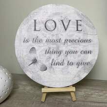 桌上圓形木質匾額,啟發愛、信仰、夢想和信念,適用於客廳臥室辦公室裝飾,蝴蝶灰色文化劃板 - 杏色 - 查看 1