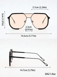 1pc Men's New Fashion Double Bridge One-Piece Eyeglasses, Korean Chic Big Frame Decorative Plano Lenses Fashion Glasses Beach Accessories Glasses Shades Looks Street Style And Suit For Sweater Jacket Sweatshirt Hoodie Leather Pants And Cargo Pants For Summer Beach Vacation,Outdoor,Travel
