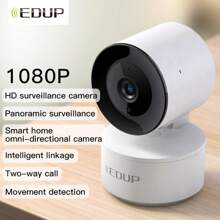 EDUP Camera 1080P HD 300W Pixel Two-Way Pan Camera, HD Wifi Home Wireless Security Camera Home, Two-Way Call, Smart Mobile Monitoring, Mobile Remote Monitoring - White - View 1