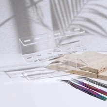 1pc Eyelash Tweezers Storage Rack,Eyelash Tool Storage,Tweezer Holder Stand, 6 Holes Acrylic Eyelash Extension Tools Organizer Holder Stand Nail Tattoo Beauty Tools Shelf,For Storing Tools - Clear - View 4