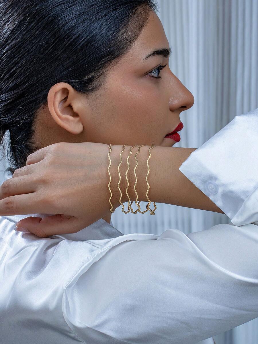 1 套欧美风格不对称几何手镯 - 手鐲套裝 - 查看 1