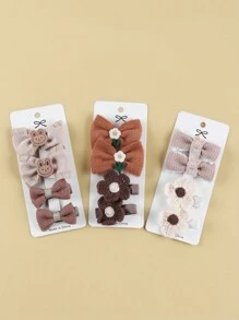 12pcs/Set Flower Designed Baby Hair Clips, Gentle On Hair, Random Color Card Packaging Love Valentine - Multicolor - View 2