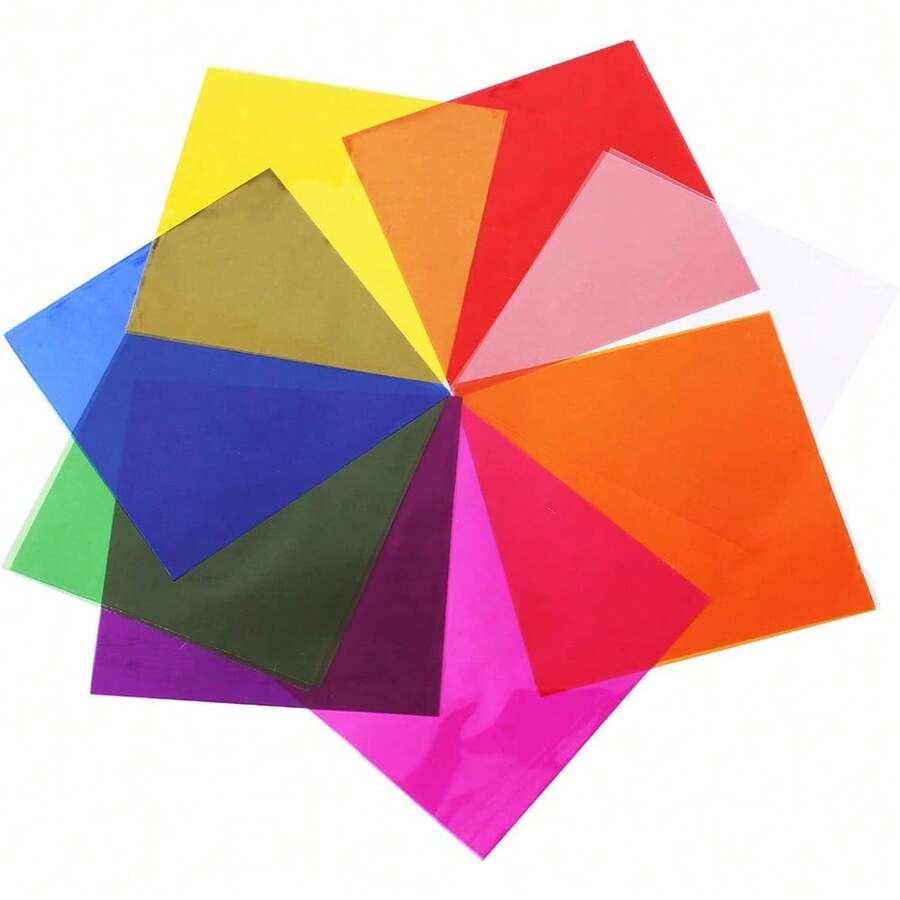 FullTide 80pcs Cellophane Sheets, 7.5x7.5 Inches Cello Sheets, Colored Cellophane Wrap For DIY Arts Crafts Decoration - Multicolor - View 1