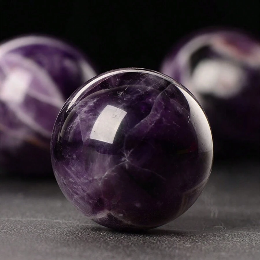 天然水晶石晶球,治療磨砂方形球,家居裝飾風水收藏禮物 - 紫水晶 - 查看 1