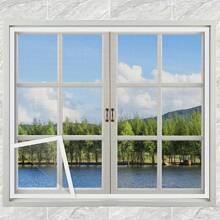 1 Miếng Xám Cửa sổ Màn , Thoáng đãng Lưới Có thể điều chỉnh Vô hình Chống muỗi Lưới , Sơi thủy tinh Khung trang trí Có thể tháo rời Có thể giặt được Tùy chỉnh Màn Cửa sổ , Mùa hè - Xám - Xem 1