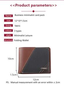 1pc Men's Classic Business & Casual Solid Color Retro Short Wallet With Card Slot For Driving License Wallet Valentine's Day Gift For Men Wallet Purse Wallet Men Wallet Leather - Black - View 4