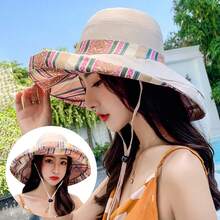 Mũ rộng vành hai mặt thời trang xuân hè dành cho nữ, Mũ chống nắng ngoài trời - mũ nồi vải in hoa - Xem 13