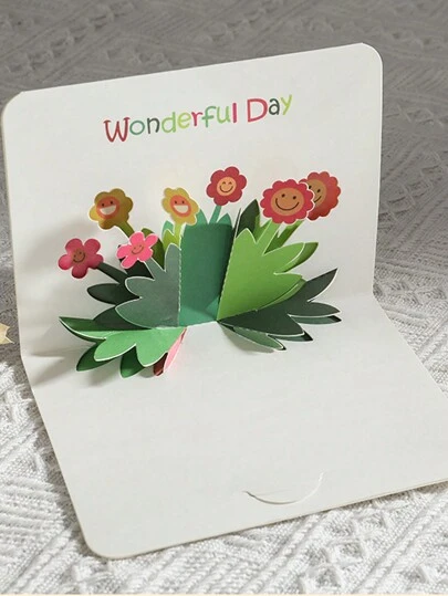 1pc Simple Birthday Greeting Card, 3D Folding Card For Friends And Family, Teachers, Thank You Card