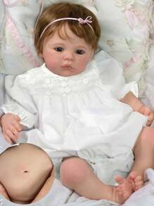 1 Pc 18 Inch Meadow 3D Painted Skin Lifelike Baby Reborn Doll Girls Full Body Soft Silicone Baby Doll - Apricot - View 2