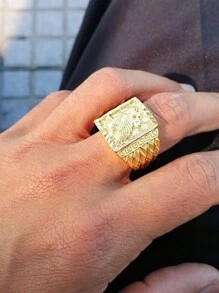 男士飛鷹鍍金戒指,嘻哈潮流