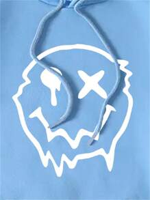 Men's Cartoon Print Hooded Thermal Lined Hoodie