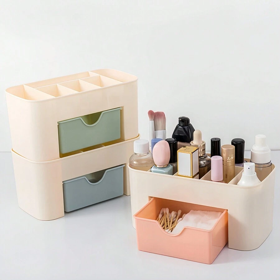 1pc Desktop Storage Box With Drawer For Desktop Organizer. Suitable For Desktop, Makeup & Office Supplies Storage Box. Suitable For Office, Home, School