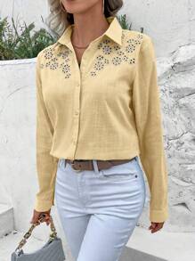 Women Blouses - 米色 - 查看 4