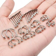 32pcs Lip Rings Jewelry Lip Bar, Snake Bite Piercing 16g Spiral Earrings, Daisy Ear Cuff Cartilage Earrings, Surgical Steel Piercing Jewelry Unisex