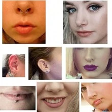 32pcs Lip Rings Jewelry Lip Bar, Snake Bite Piercing 16g Spiral Earrings, Daisy Ear Cuff Cartilage Earrings, Surgical Steel Piercing Jewelry Unisex