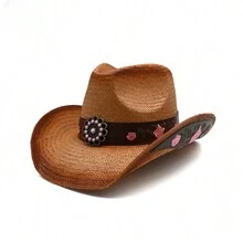 沙灘夏季牛仔帽新品到貨,帶絲帶的男女通用草帽 - 牛仔帽 - 查看 1