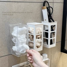 1pc Hair Tool Storage Box, Curling Wand Organizer Shelf, Wall-Mounted Storage Rack For Bathroom Without Drilling Bathroom Accessories - Clear - View 3