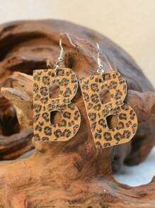 26入組西式老豹印花柔軟雙面皮革耳環,帶英文字母,適合女性 - 皮革耳環 - 查看 19