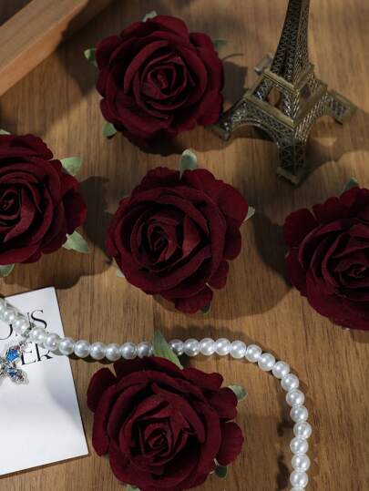 5pcs/10pcs/20pcs/40pcs Artificial Dark Red Rose Flowers For Home Desktop Decoration Home Decor Halloween Decor Room Decor Halloween