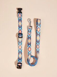 1pc Leash & 1pc Collar Printed Pet Leash Set For Walking Small & Medium Size Dogs - Multicolor - View 4