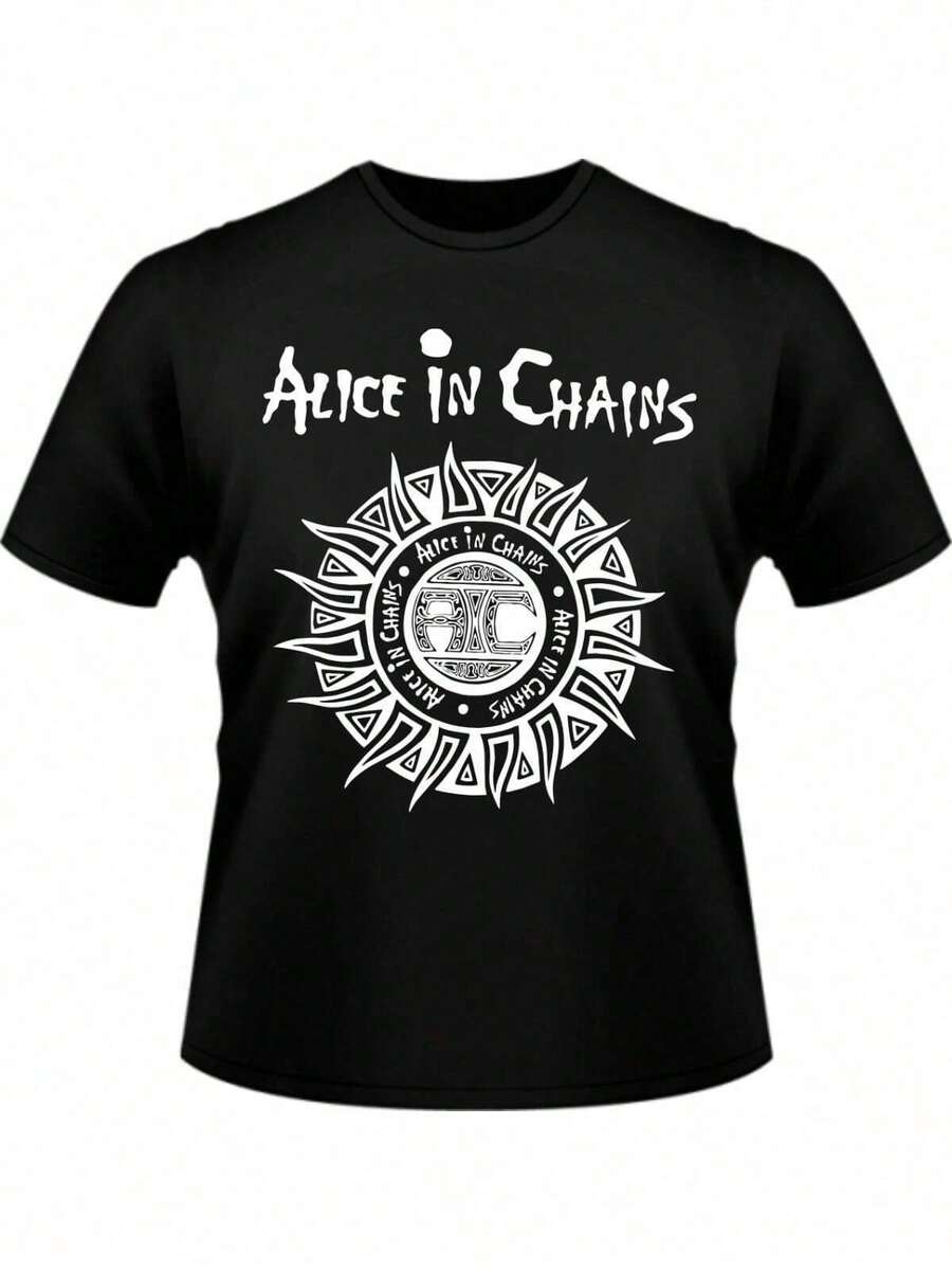 Camisas Camisetas Alice In Chains Banda Rock Manga Curta - Preto - Visão 1