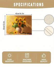 4pcs Phong cách Vintage Nhà nông Hoa hướng dương Bộ đệm ăn  , Chống nóng Ăn uống Bàn Vải , Đĩa nhỏ , Thích hợp Đối với Ngày lễ Các bữa tiệc , , Và Nhà  Hoặc Thương nghiệp Sử dụng In , , , Và Có thể giặt được Đối với Dễ - Xanh đậm - Xem 2
