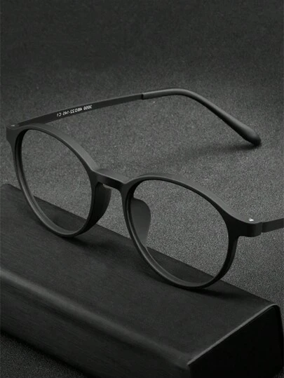 高品质超轻钛金属圆形透明镜片眼镜，男女通用时尚圆形镜框眼镜