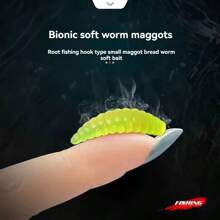 50入組釣魚誘餌,逼真人造蠕蟲誘餌適用於淡水和鹹水,軟塑料模擬昆蟲魚餌,供釣魚使用 - 綠色 - 查看 5