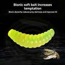 50入組釣魚誘餌,逼真人造蠕蟲誘餌適用於淡水和鹹水,軟塑料模擬昆蟲魚餌,供釣魚使用 - 綠色 - 查看 4