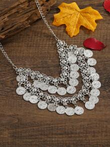 Fashionable Retro Multi-Layer Coin Tasseled Necklace For Women, Casual Beach Accessory Short Necklace - Star - View 4