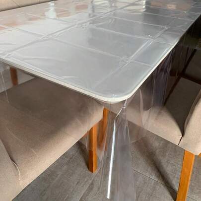 Toalha de Mesa 4, 6, 8 e 10 Lugares Transparente Impermeável  Plástico PVC