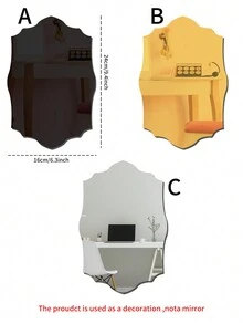 1 Miếng Acrylic Đa giác Hình dạng Dán Tường Gương - Màu be - Xem 7