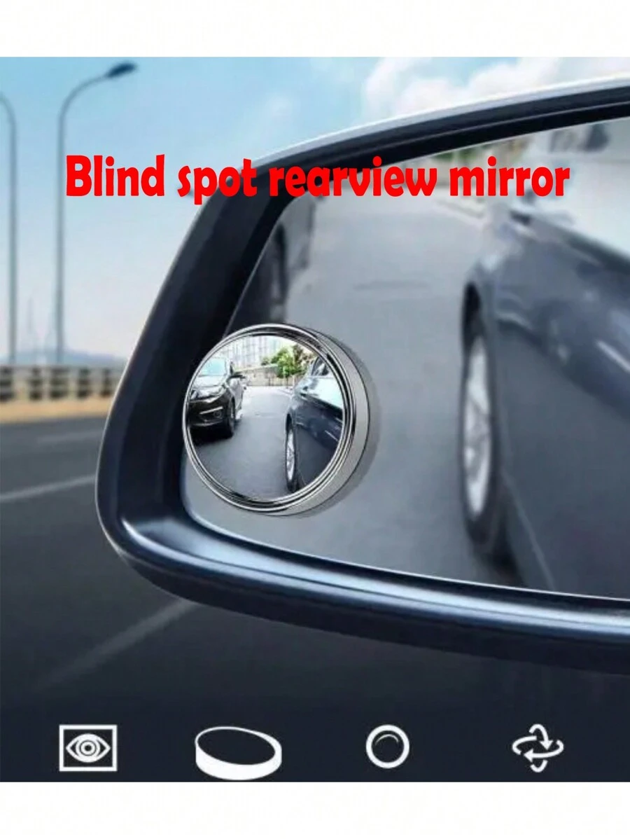 2pcs Car Blind Spot Mirror With Anti Glare Feature And Wide Angle View For 360 Assistance While Reversing, Random Design - Multicolor - View 1
