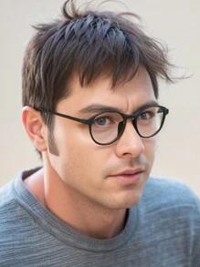 Ultra Light Rubber-Titanium Round Professional & Anti-Radiation Glasses For Men, Fashionable Round Frame Clear Glasses Accessories
