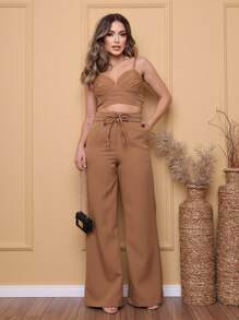 Women Two-Piece Outfits - 鏽棕色 - 查看 1