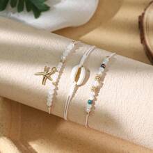3 chiếc vòng tay theo chủ đề đại dương theo phong cách Bohemian có vỏ sò, sao biển, rùa biển, ốc xà cừ, cá heo, trái tim, pha lê hình con mắt, thích hợp cho phụ nữ đeo trong các dịp thường ngày, đi nghỉ, du lịch và tiệc tùng - Nhiều màu - Xem 15