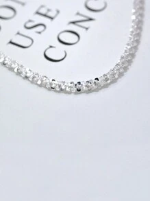 銀簡約風和優雅素色鏈條時尚女士項鍊 - 銀色 - 查看 2